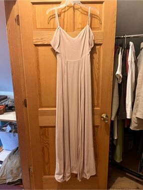 Reformation Nude Blush Maxi Slip Dress with Spaghetti Straps